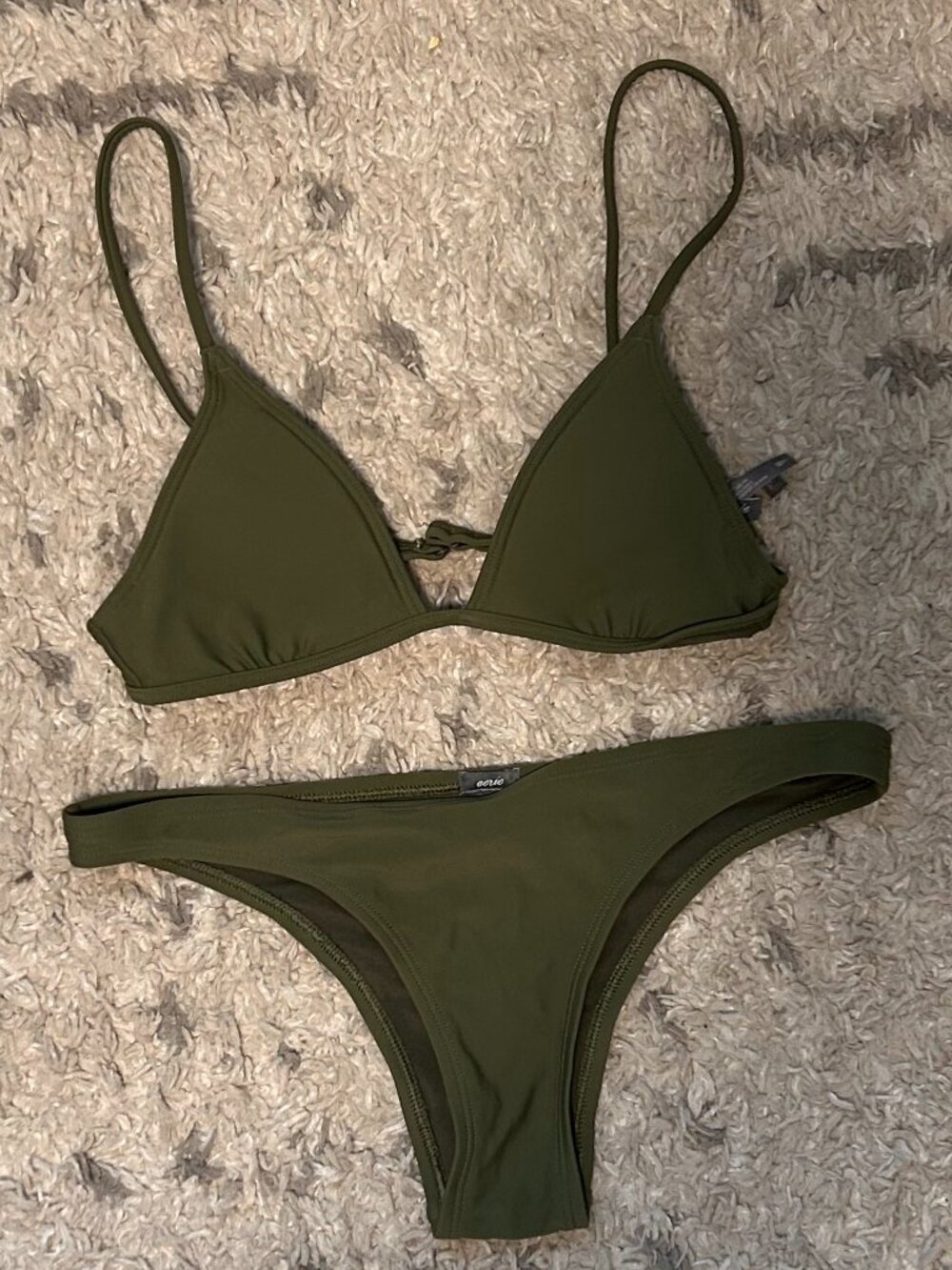 3/$15 🟣 Aerie bikini cheekiest set, olive green, xsmall/small